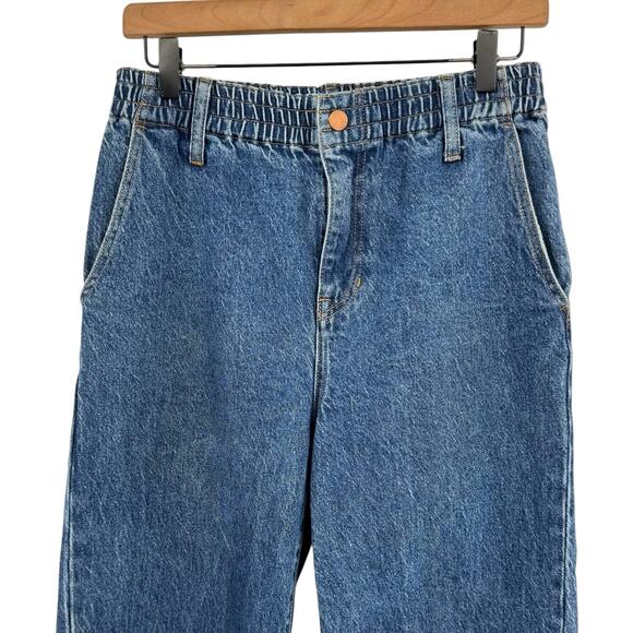 Madewell Pull On Elastic Waist Morningside Dark Wash Balloon Jeans - Picture 5 of 14